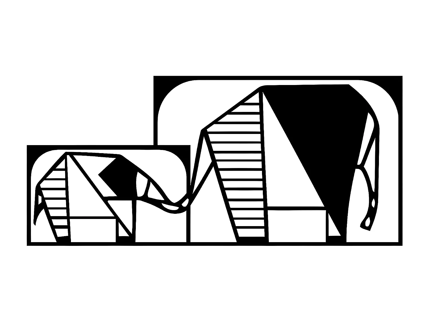 Décoration en Métal Éléphant 3, Noir, 101x1,5x46 cm, EPIKASA