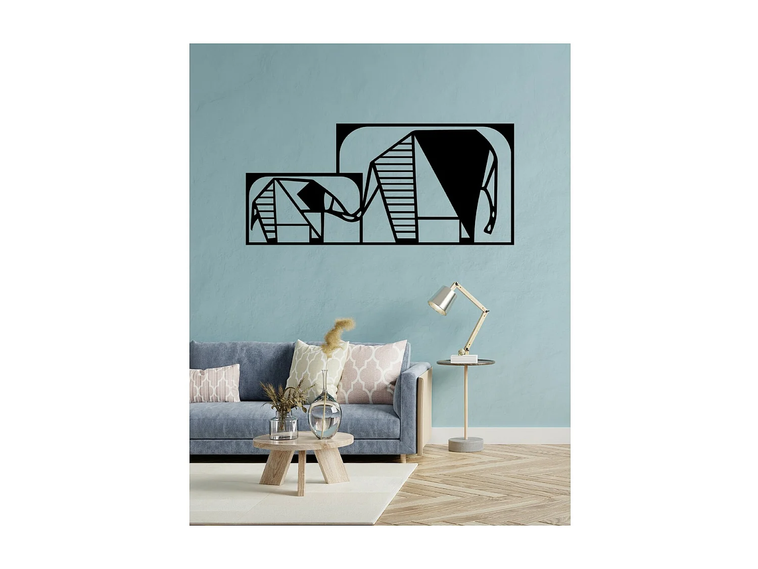 Décoration en Métal Éléphant 3, Noir, 101x1,5x46 cm, EPIKASA