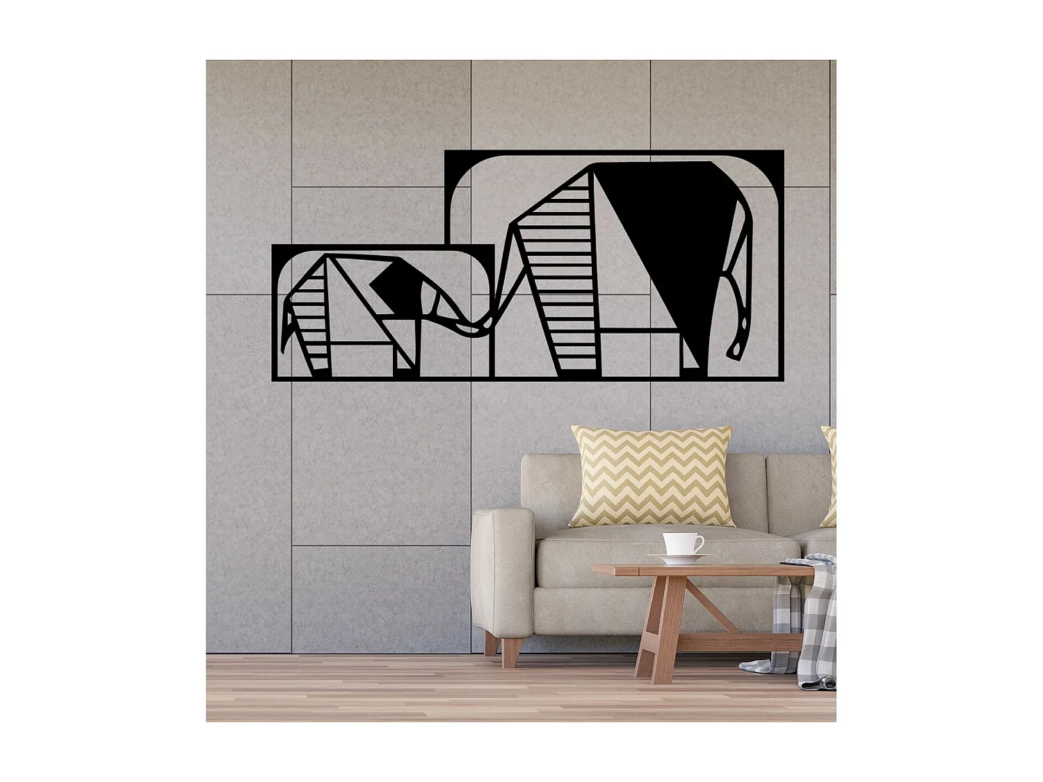 Décoration en Métal Éléphant 3, Noir, 101x1,5x46 cm, EPIKASA