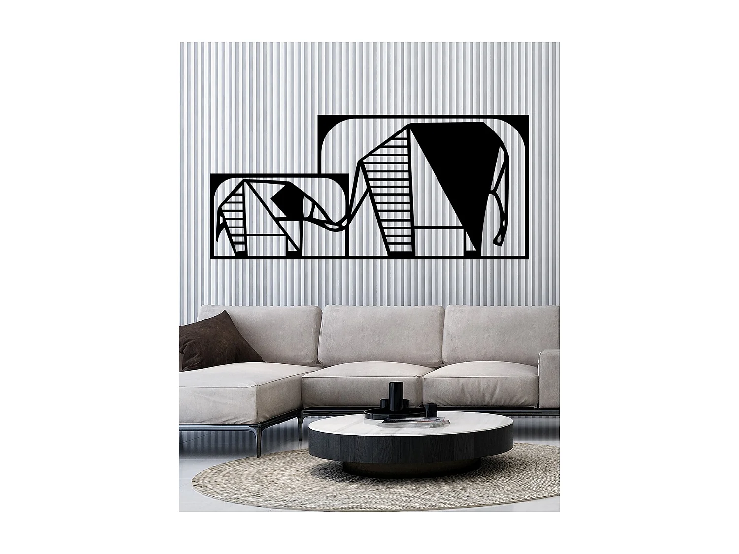 Décoration en Métal Éléphant 3, Noir, 101x1,5x46 cm, EPIKASA