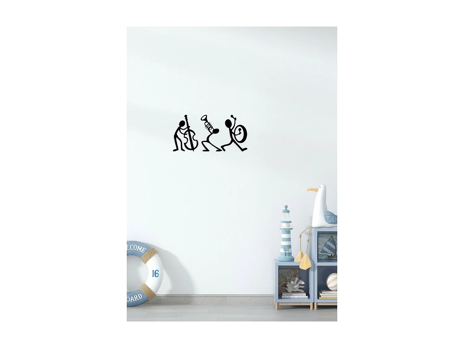 Décoration en Métal Jazz 7, Noir, 83x1,5x42 cm, EPIKASA