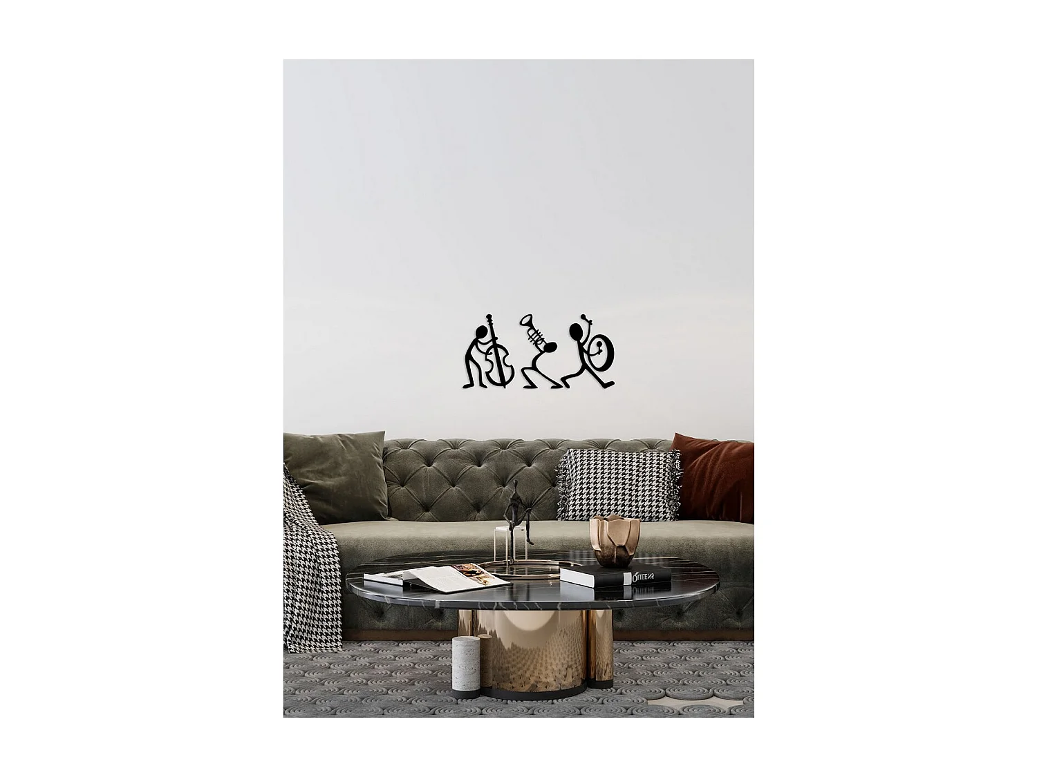 Décoration en Métal Jazz 7, Noir, 83x1,5x42 cm, EPIKASA