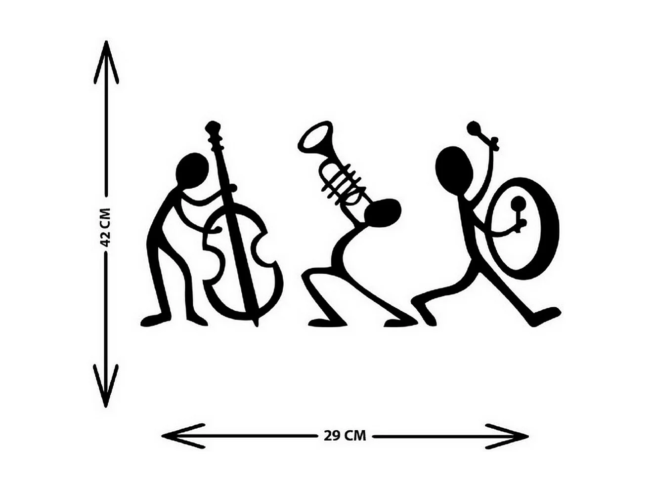 Décoration en Métal Jazz 7, Noir, 83x1,5x42 cm, EPIKASA