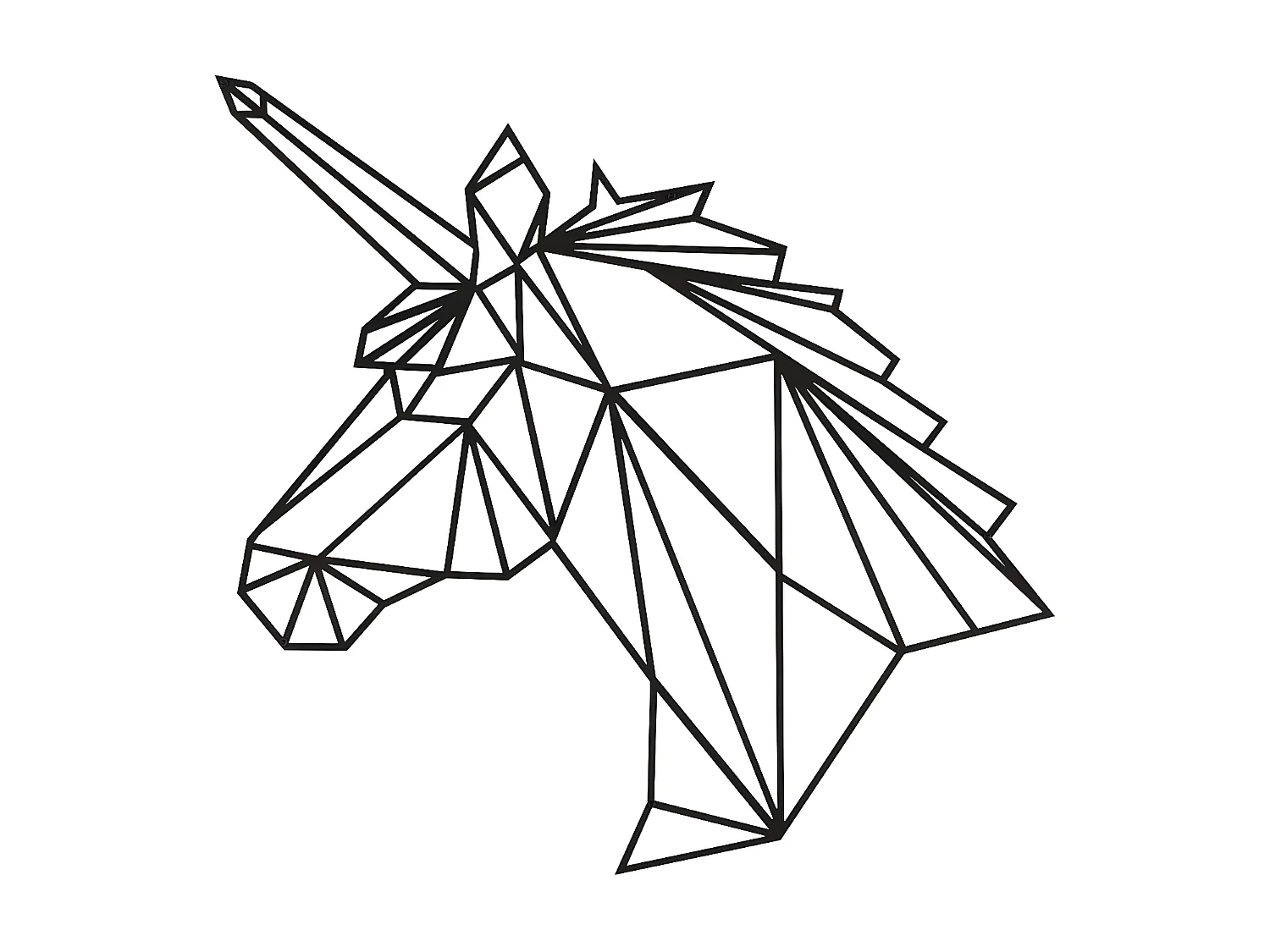 Decoração em Metal Unicórnio, Preto, 53x1,5x50 cm, EPIKASA