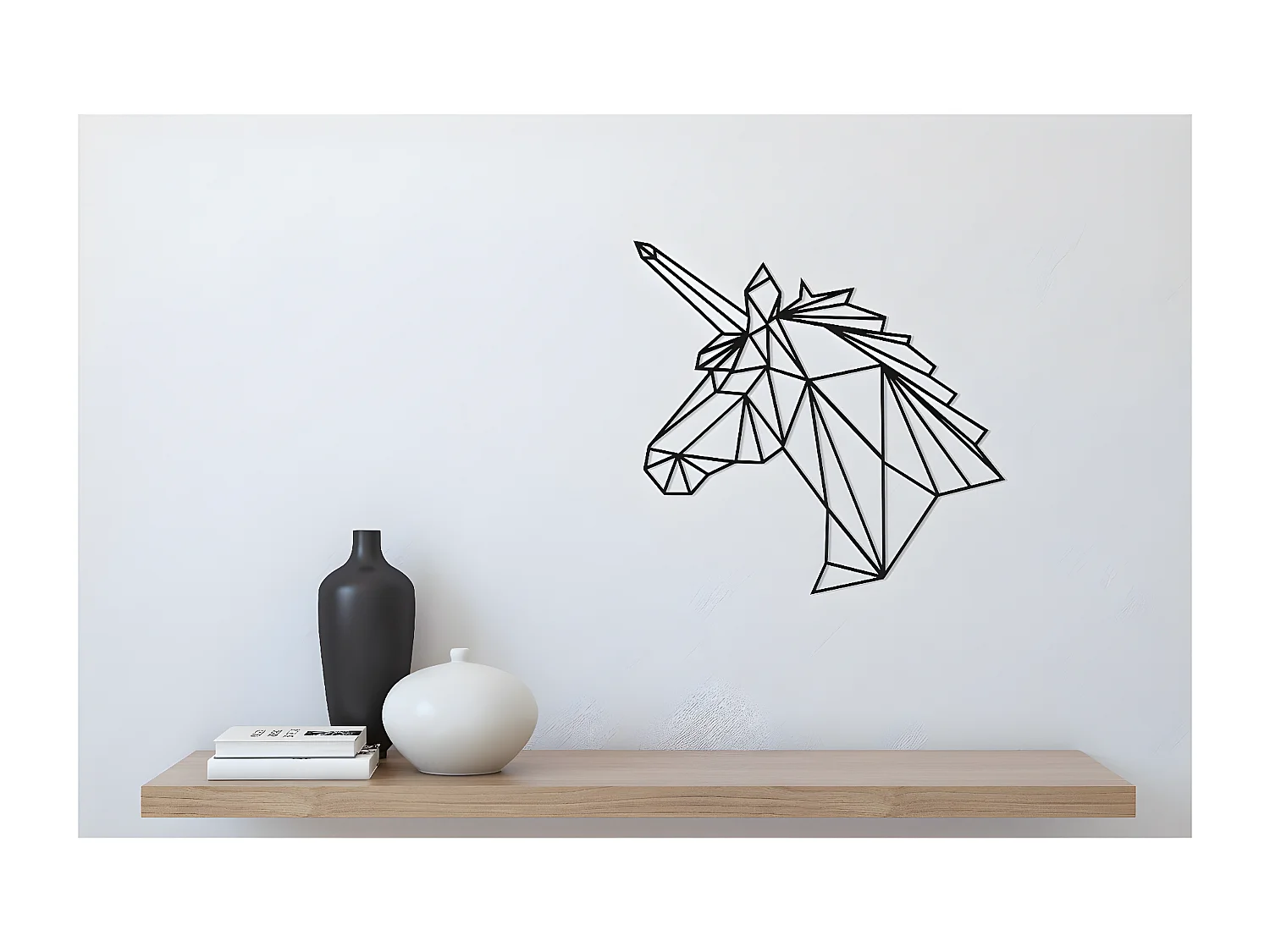 Decoração em Metal Unicórnio, Preto, 53x1,5x50 cm, EPIKASA