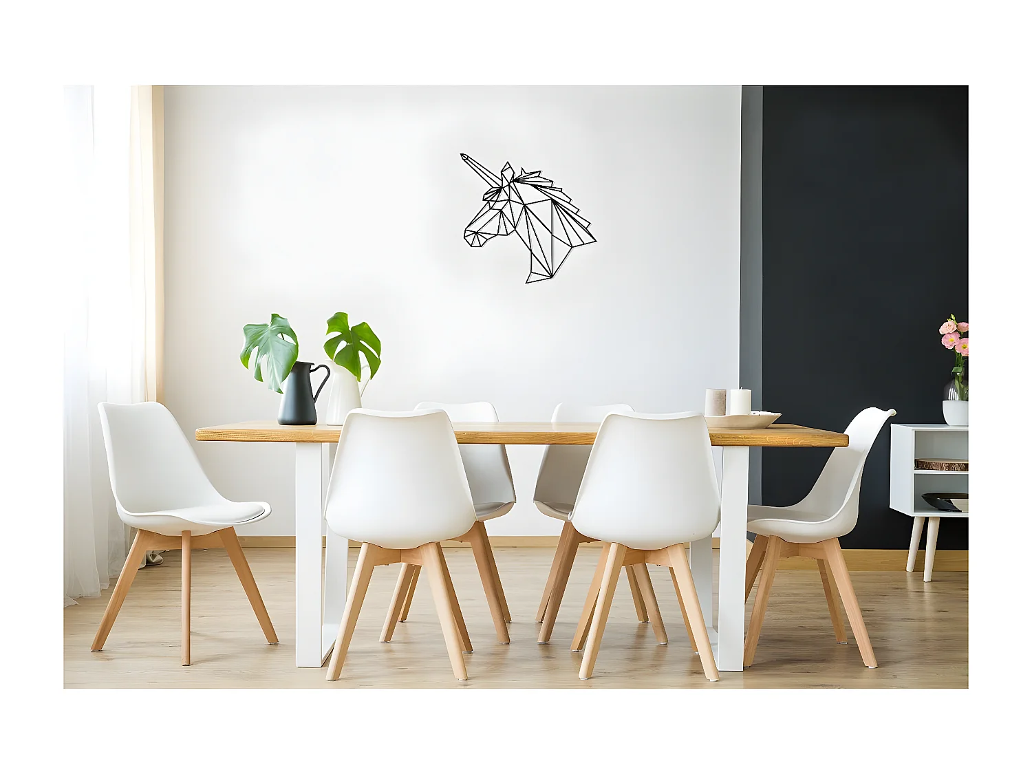 Decoração em Metal Unicórnio, Preto, 53x1,5x50 cm, EPIKASA