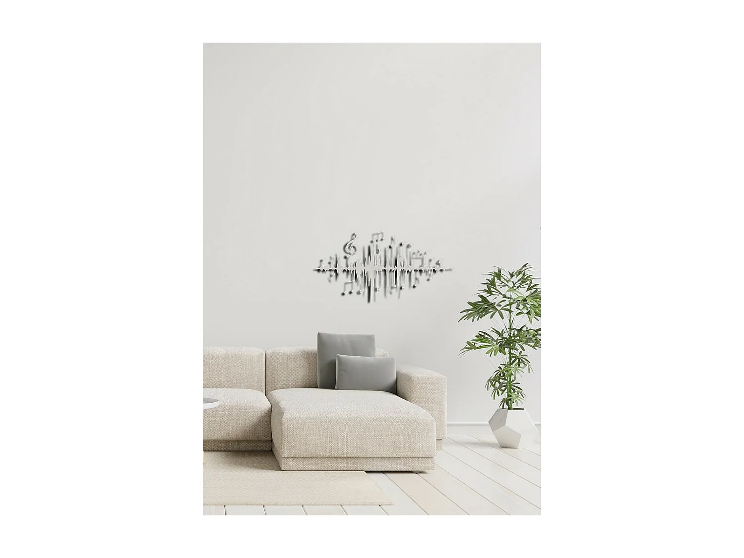 Decoración de Metal Music beat 8, Plata, 101x1,5x52 cm, EPIKASA