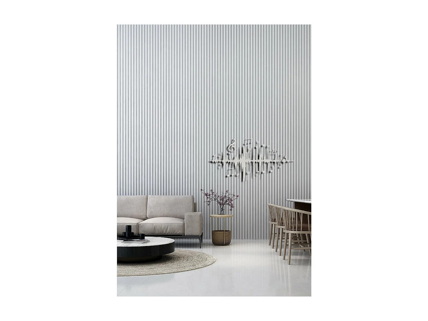 Decoración de Metal Music beat 8, Plata, 101x1,5x52 cm, EPIKASA