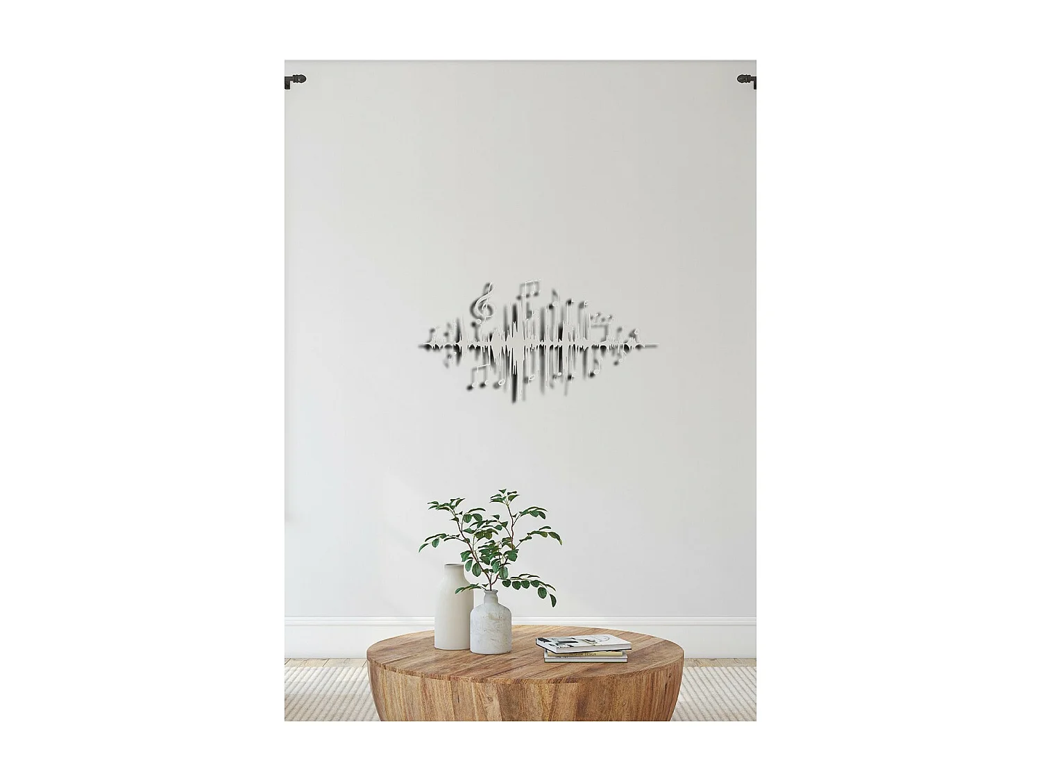 Decoración de Metal Music beat 8, Plata, 101x1,5x52 cm, EPIKASA