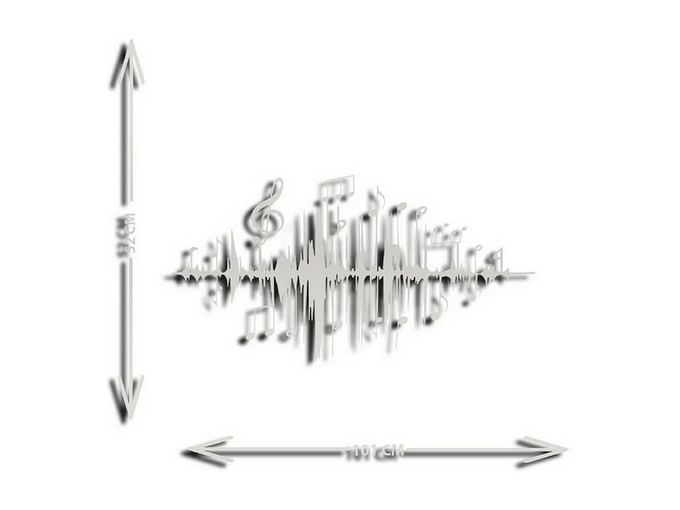 Decoración de Metal Music beat 8, Plata, 101x1,5x52 cm, EPIKASA