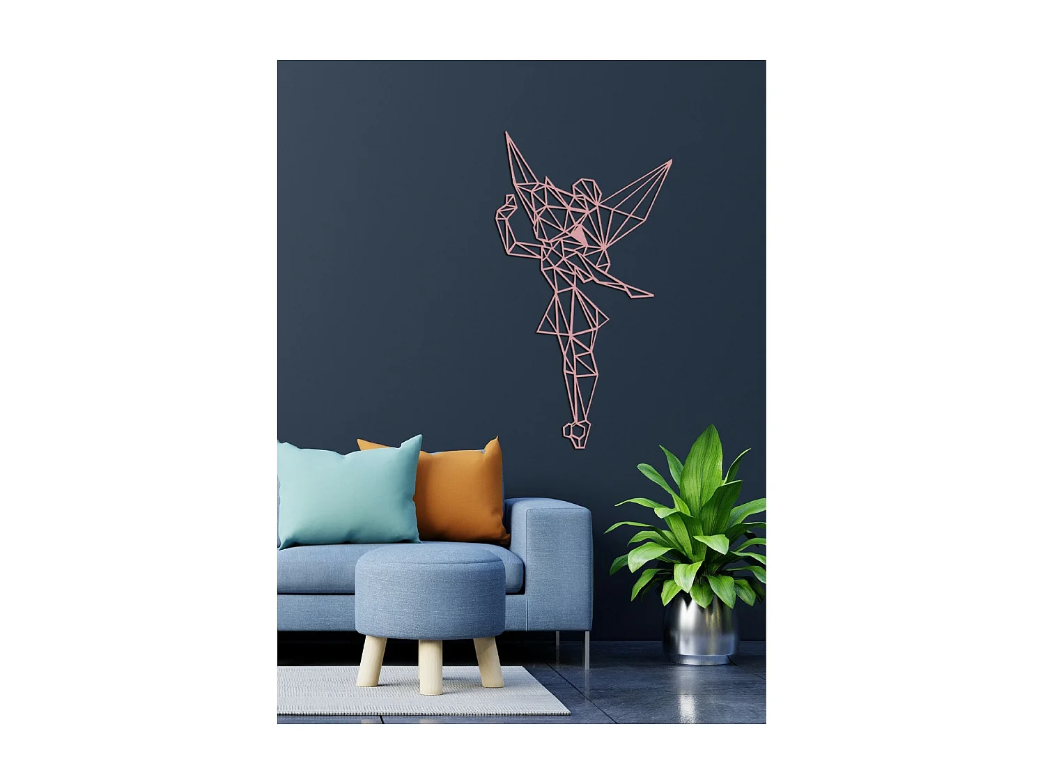 Décoration en Métal Trilly 1, Rose, 51x1,5x91 cm, EPIKASA