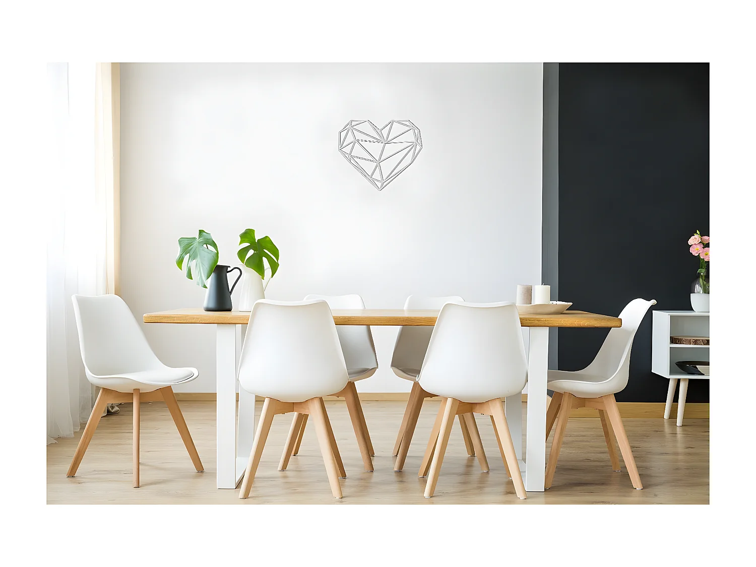 Décoration en Métal Cœur 12, Argent, 47x1,5x40 cm, EPIKASA