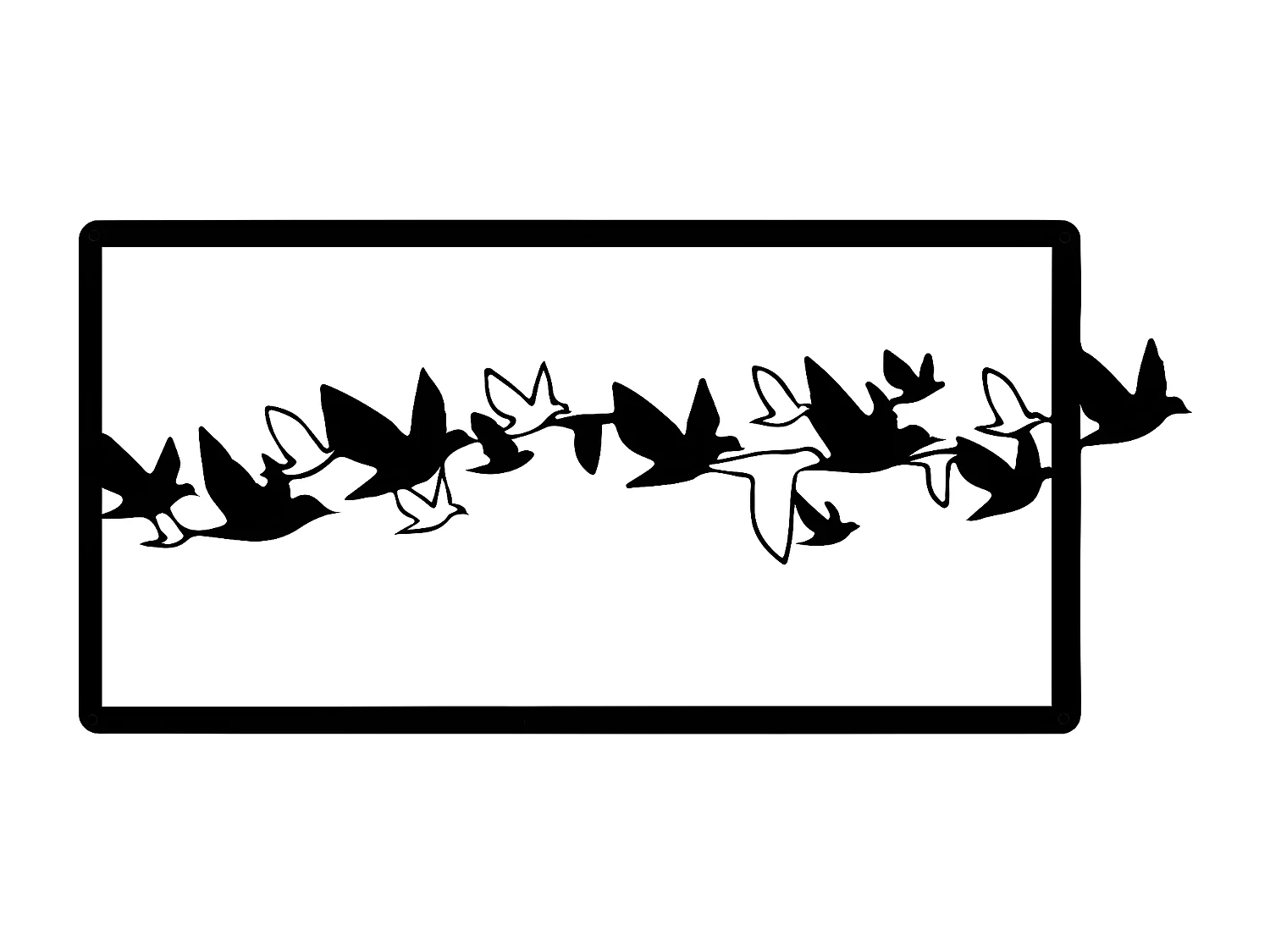 Metalen Decoratie Vogels 2 - Zwart - 55x1,5x25 cm - EPIKASA