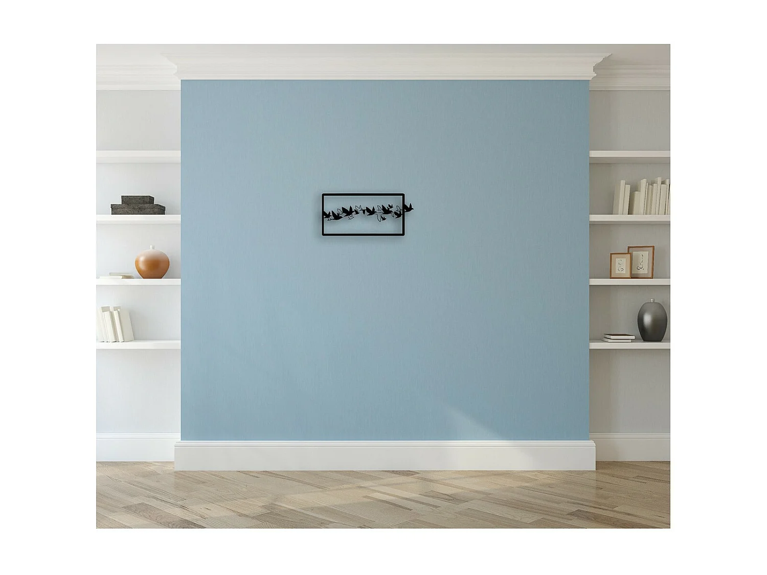 Metalen Decoratie Vogels 2 - Zwart - 55x1,5x25 cm - EPIKASA