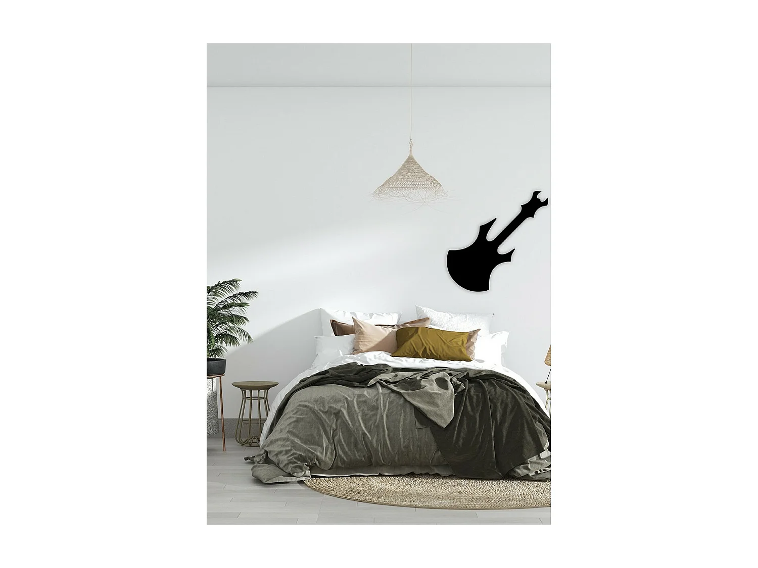 Dekoracja Metalowa Gitara 13, Czarny, 80x1,5x80 cm, EPIKASA