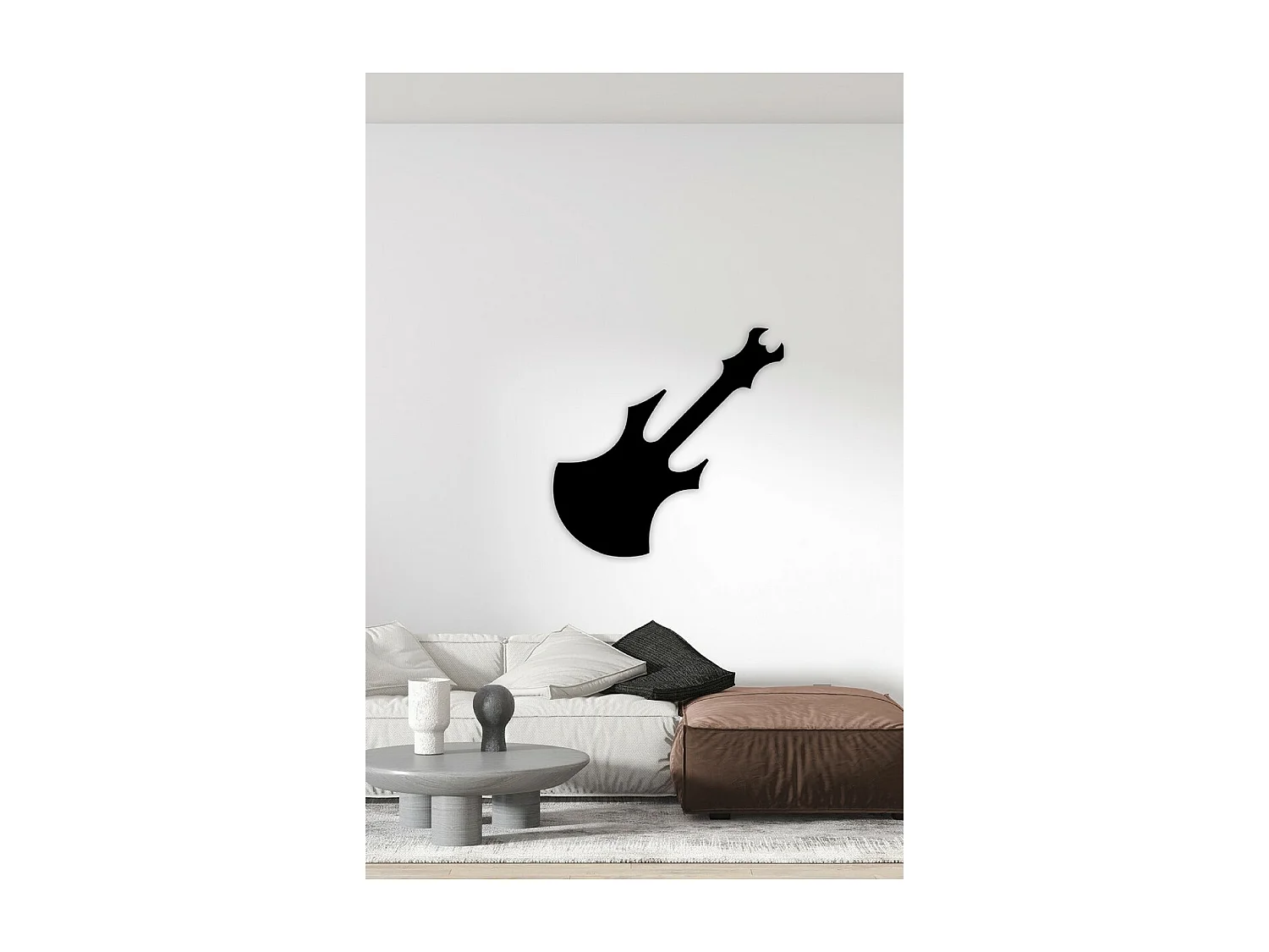 Dekoracja Metalowa Gitara 13, Czarny, 80x1,5x80 cm, EPIKASA