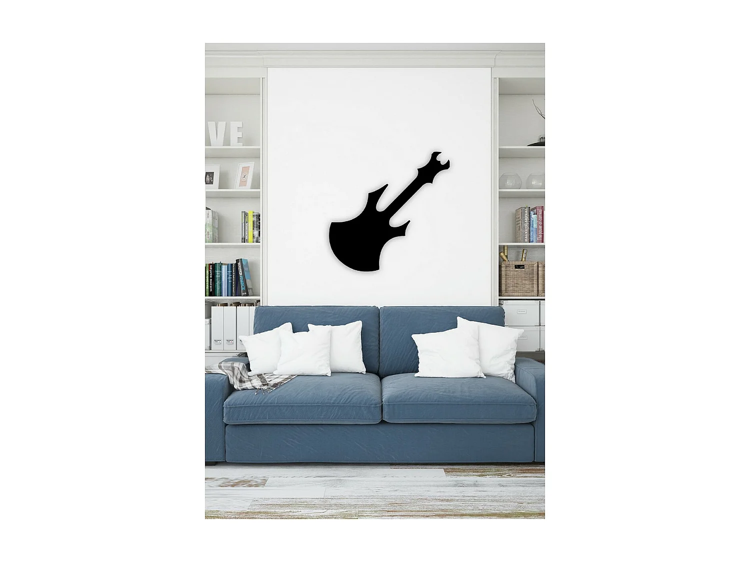 Dekoracja Metalowa Gitara 13, Czarny, 80x1,5x80 cm, EPIKASA