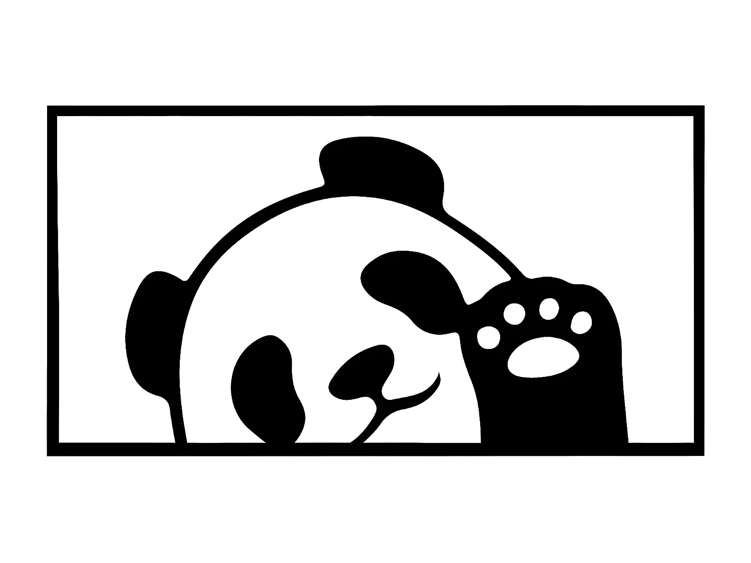 Décoration en Métal Panda 1, Noir, 94x1,5x50 cm, EPIKASA