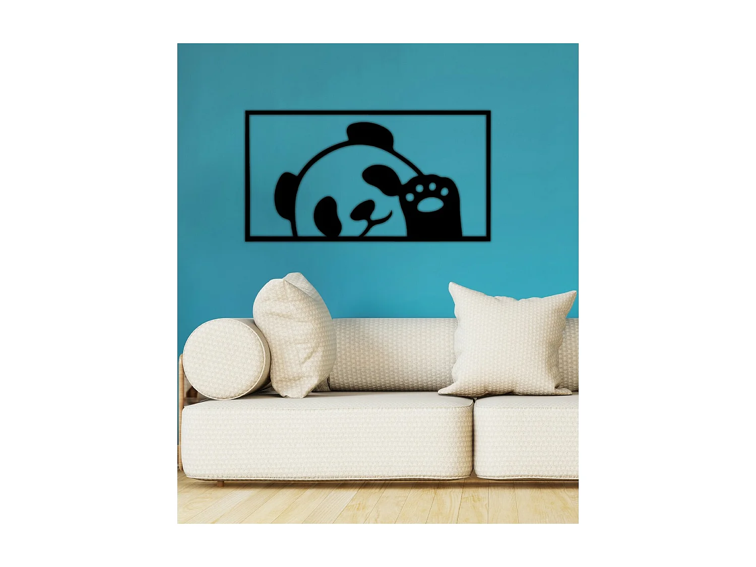 Décoration en Métal Panda 1, Noir, 94x1,5x50 cm, EPIKASA