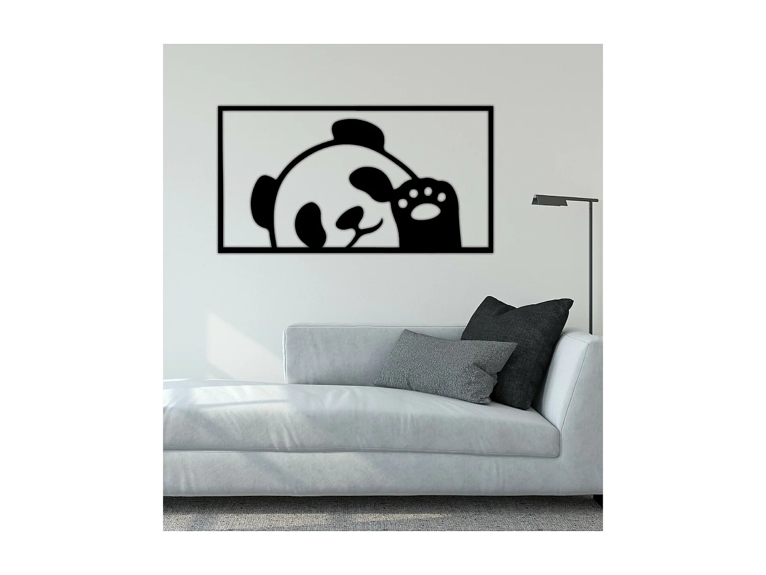 Décoration en Métal Panda 1, Noir, 94x1,5x50 cm, EPIKASA