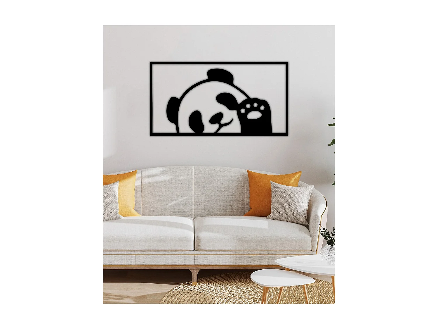 Décoration en Métal Panda 1, Noir, 94x1,5x50 cm, EPIKASA