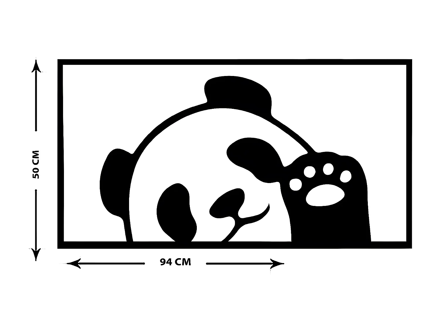 Décoration en Métal Panda 1, Noir, 94x1,5x50 cm, EPIKASA