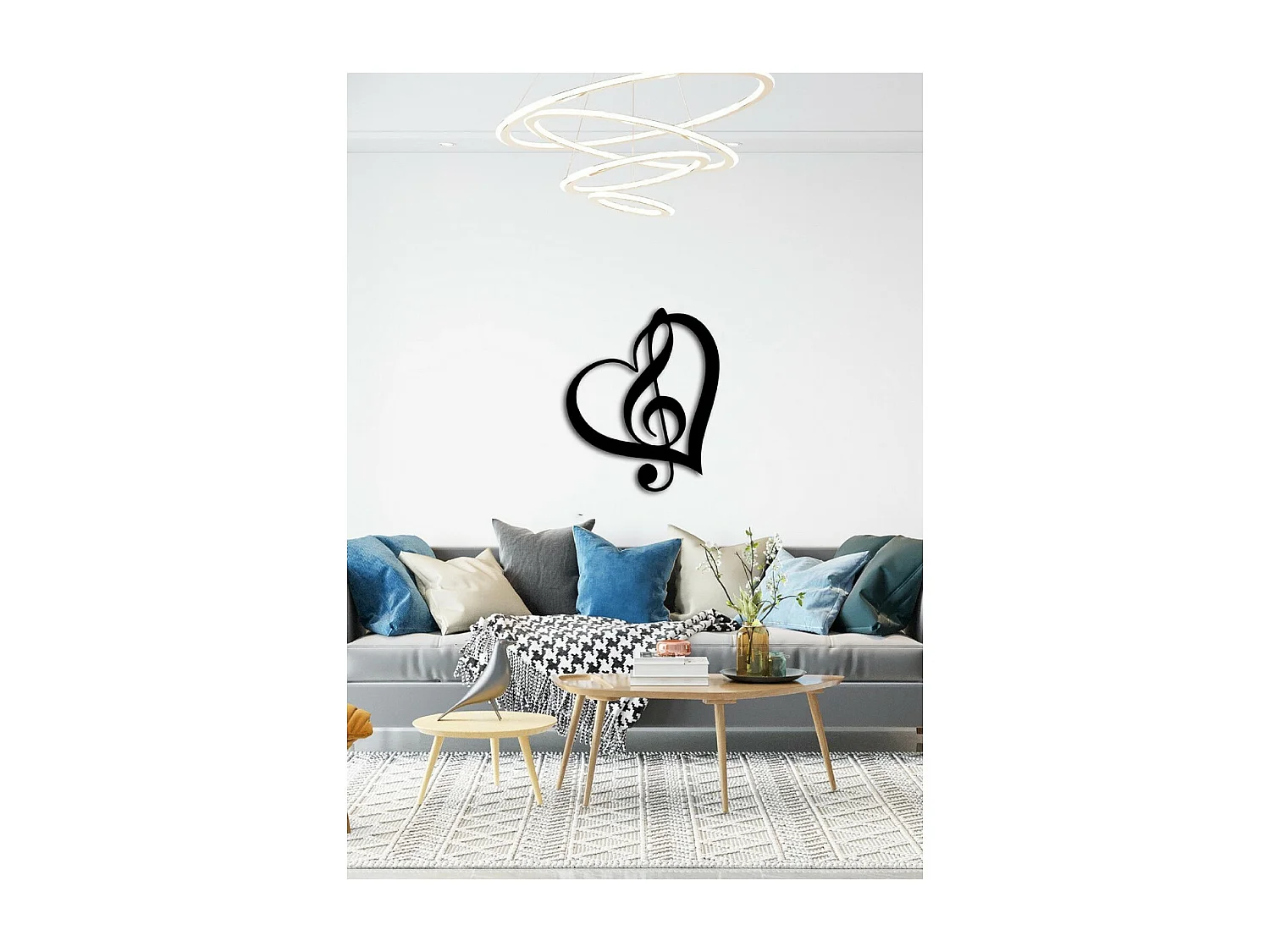 Decorazione in Metallo Chiave di Violino 8, Nero, 50x1,5x60 cm, EPIKASA