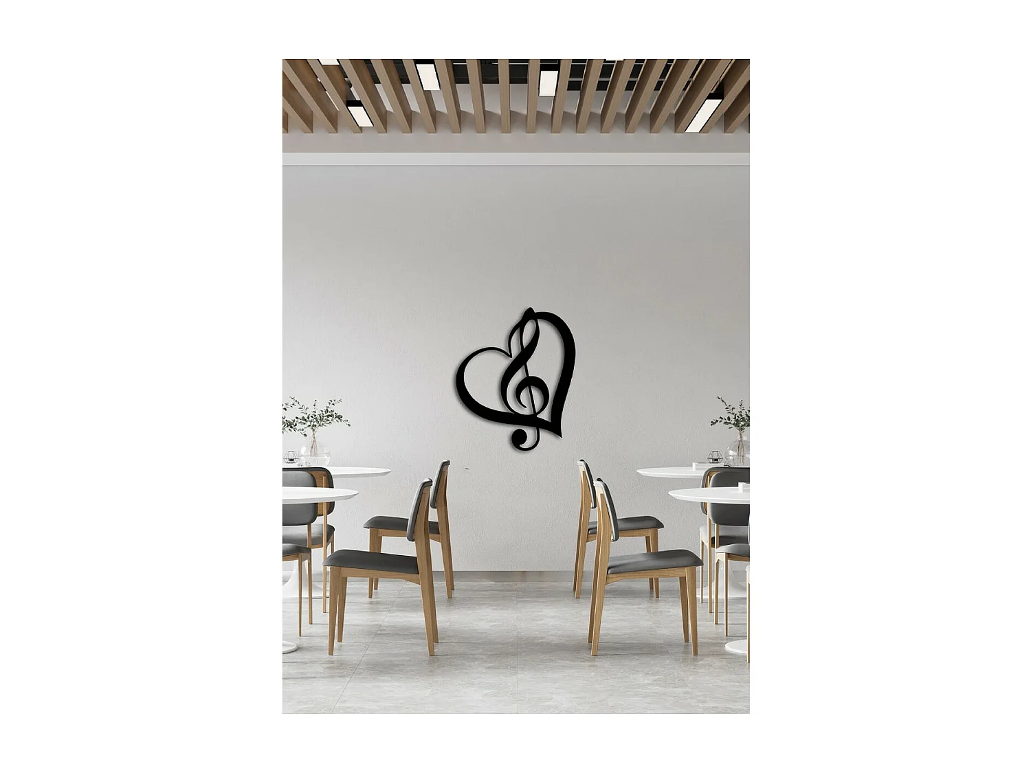 Decorazione in Metallo Chiave di Violino 8, Nero, 50x1,5x60 cm, EPIKASA