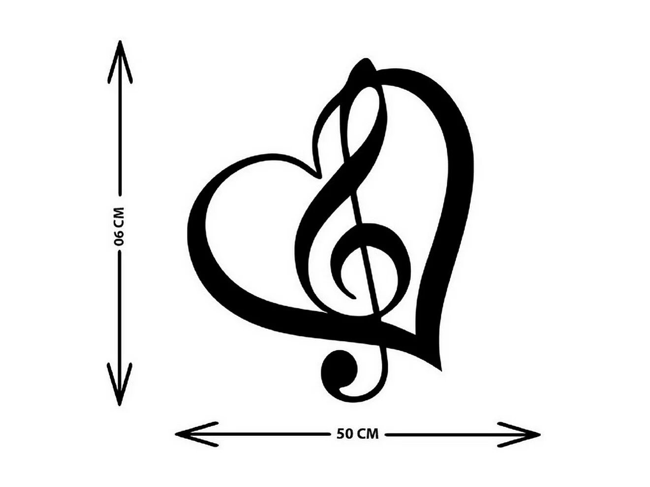 Decorazione in Metallo Chiave di Violino 8, Nero, 50x1,5x60 cm, EPIKASA