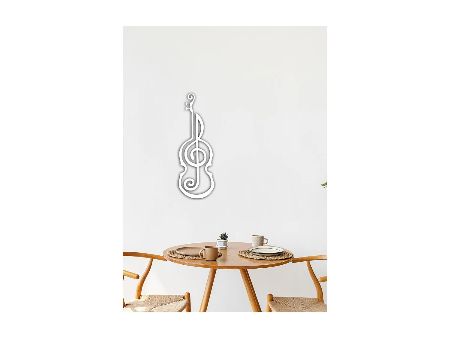 Decoração em Metal Violino 9, Branco, 26x1,5x75 cm, EPIKASA