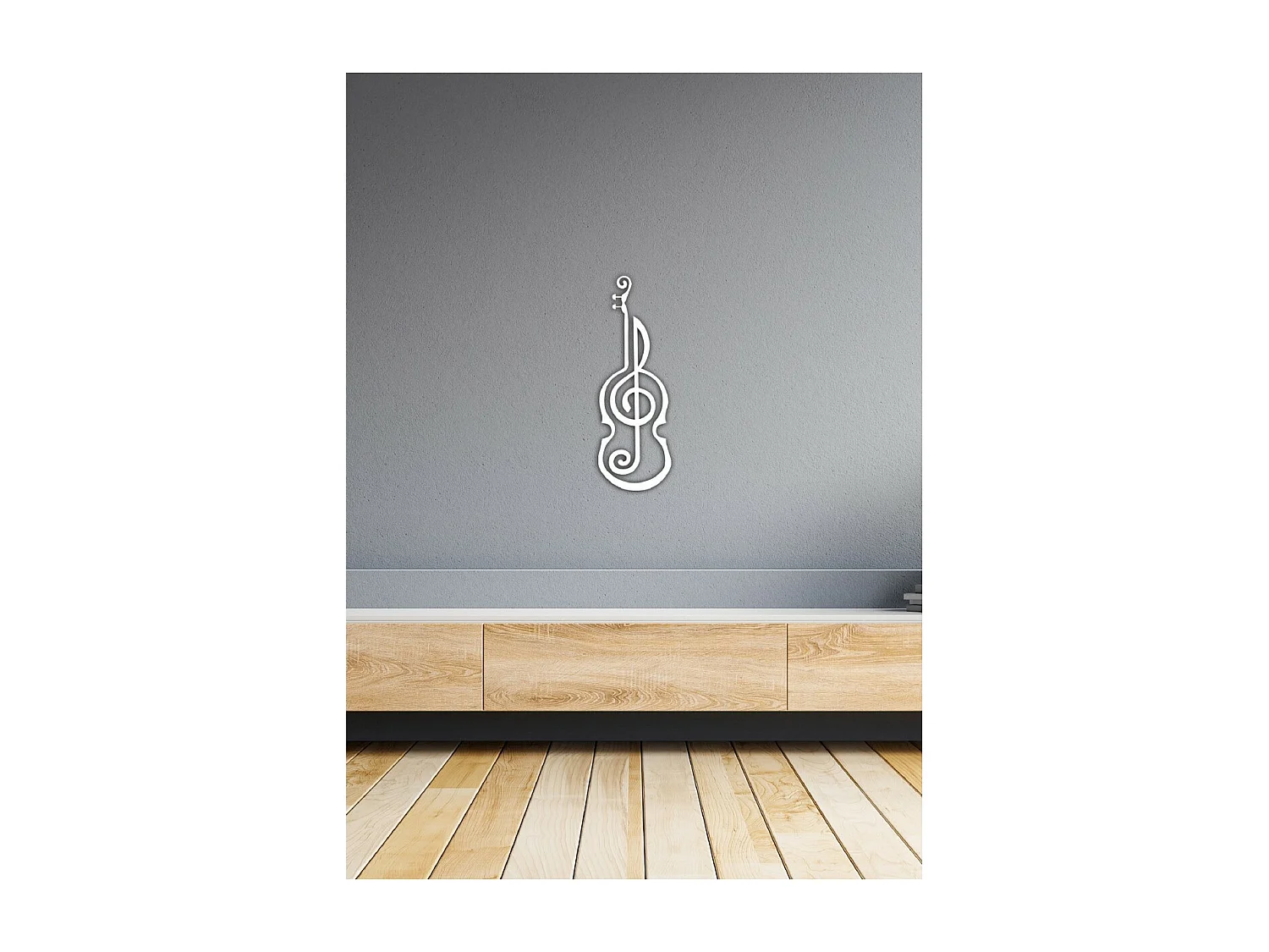 Decoração em Metal Violino 9, Branco, 26x1,5x75 cm, EPIKASA