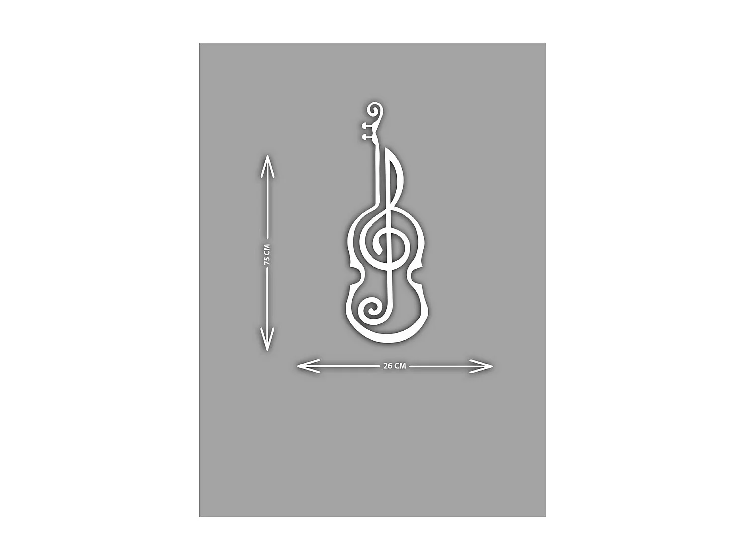 Decoração em Metal Violino 9, Branco, 26x1,5x75 cm, EPIKASA