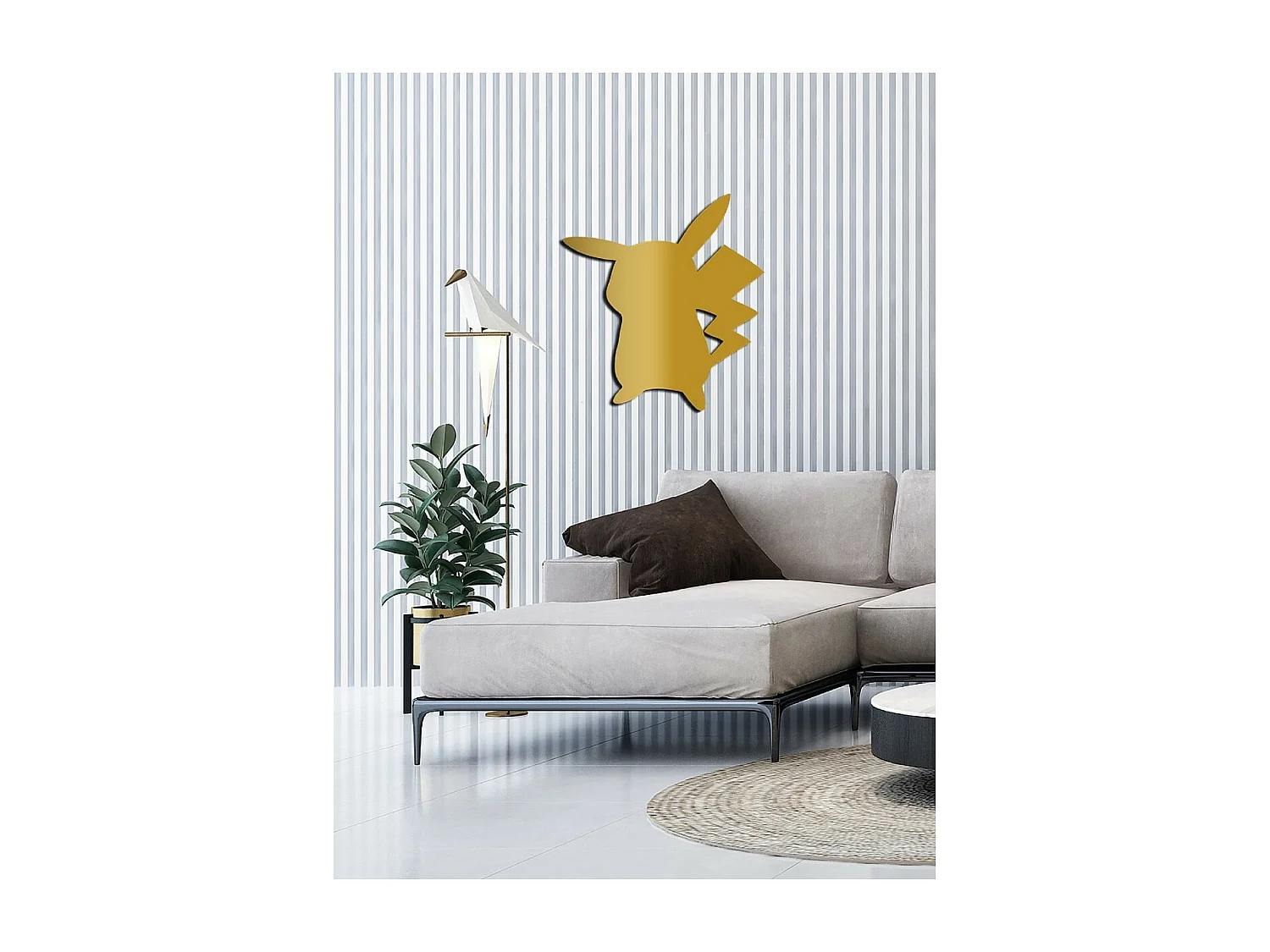 Décoration en Métal Pikachu, Or, 47x1,5x51 cm, EPIKASA