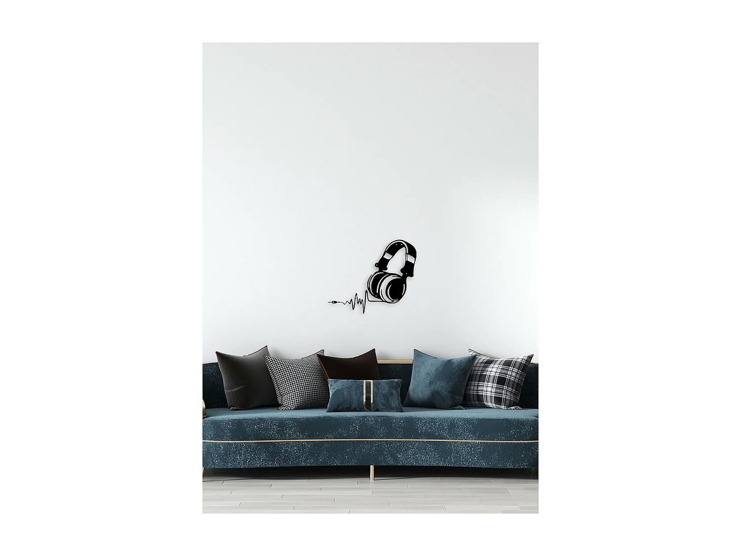 Decoração em Metal Auscultadores de Música 1, Preto, 41x1,5x35 cm, EPIKASA