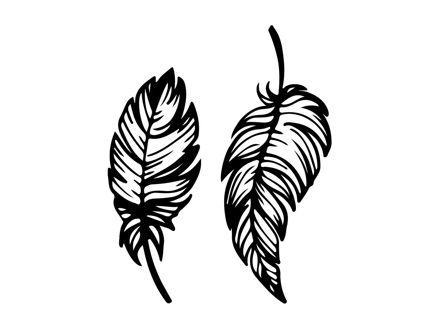 Décoration en Métal Plume 1, Noir, 60x1,5x70 cm, EPIKASA