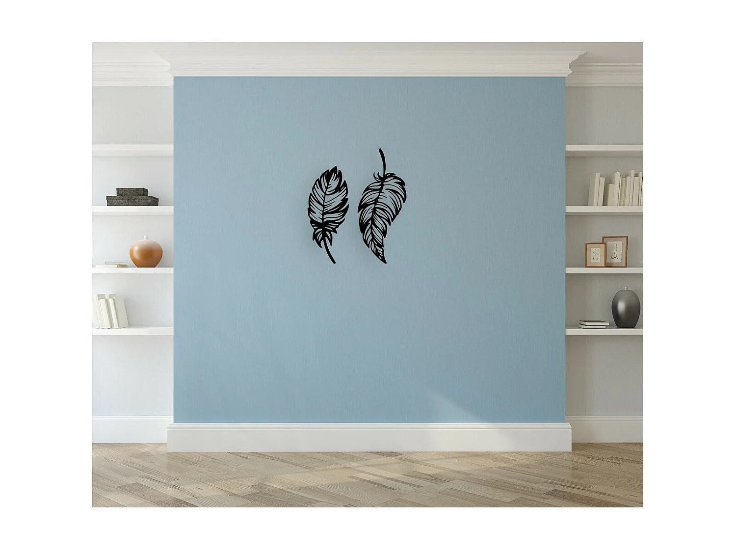 Décoration en Métal Plume 1, Noir, 60x1,5x70 cm, EPIKASA