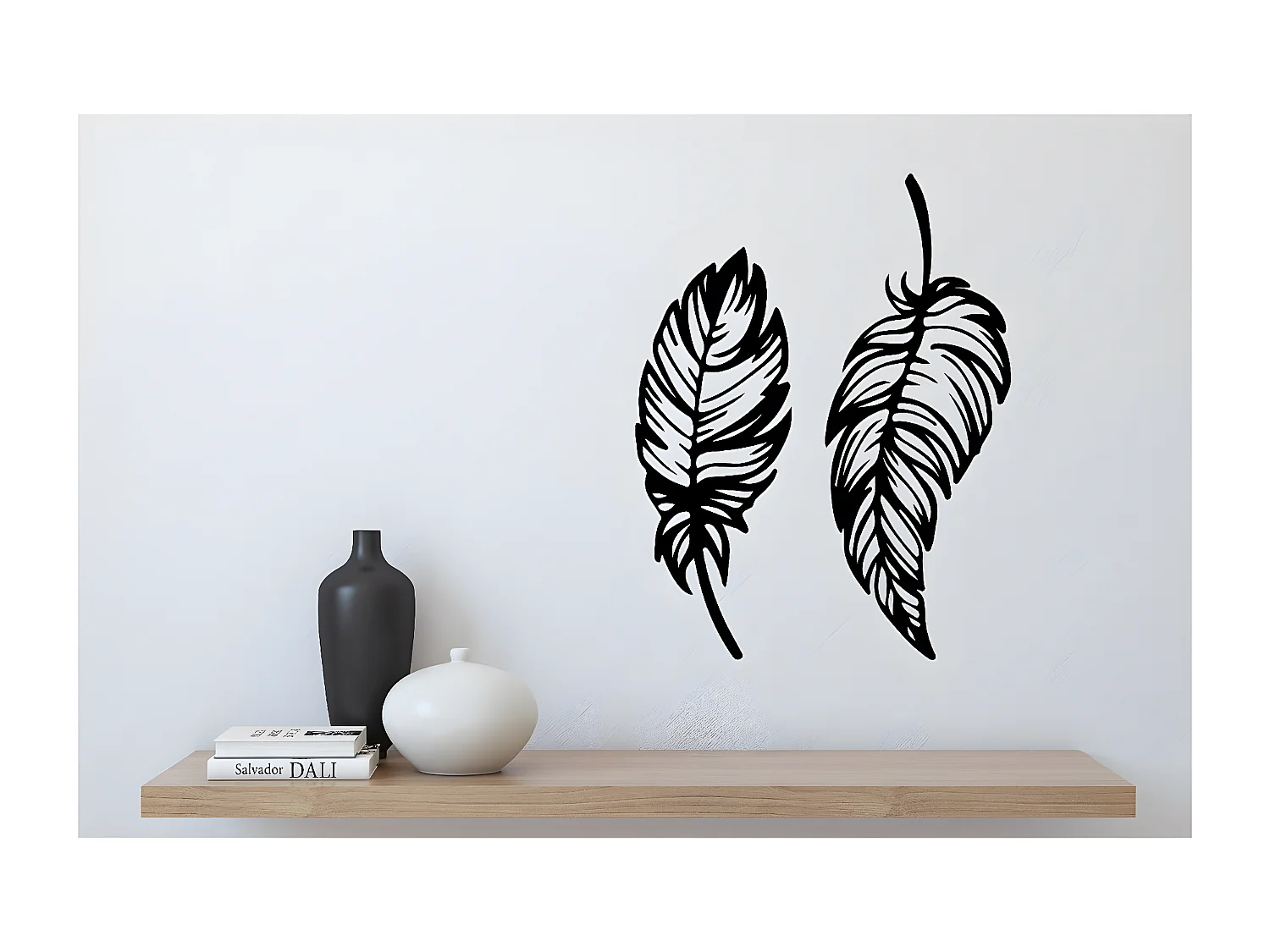 Décoration en Métal Plume 1, Noir, 60x1,5x70 cm, EPIKASA