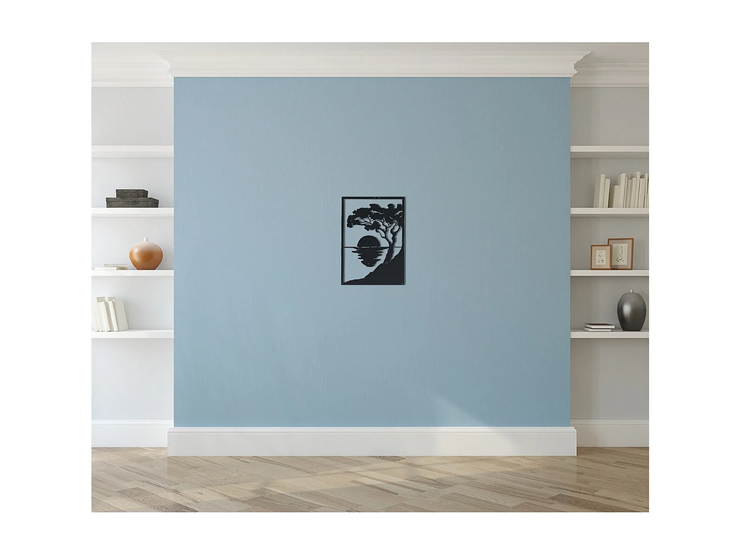 Dekoracja Metalowa Zachód słońca, Czarny, 35x1,5x50 cm, EPIKASA