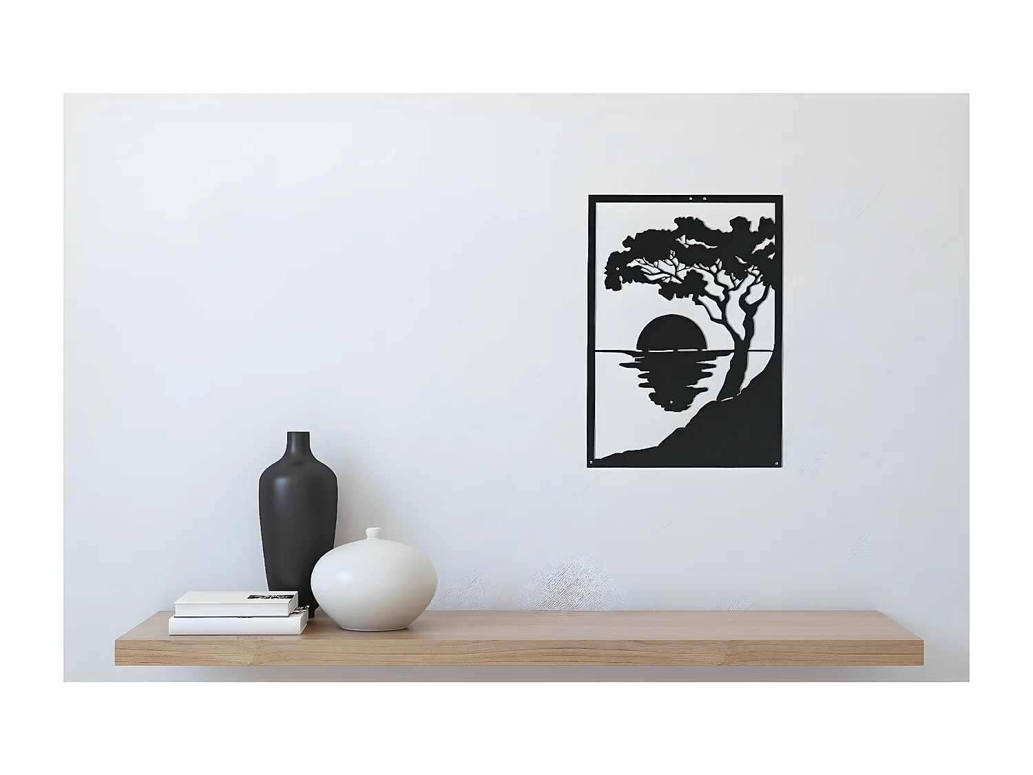 Dekoracja Metalowa Zachód słońca, Czarny, 35x1,5x50 cm, EPIKASA