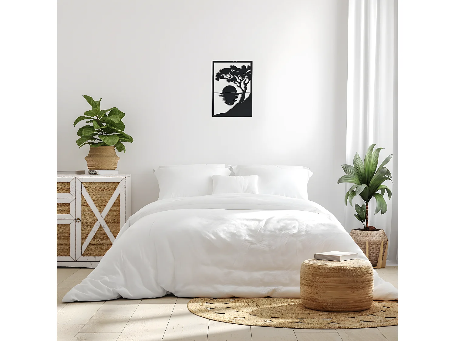 Dekoracja Metalowa Zachód słońca, Czarny, 35x1,5x50 cm, EPIKASA