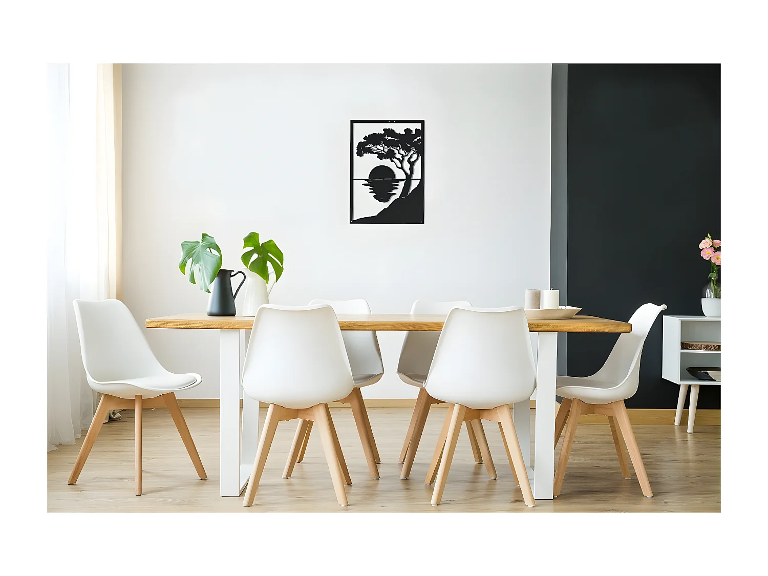 Dekoracja Metalowa Zachód słońca, Czarny, 35x1,5x50 cm, EPIKASA