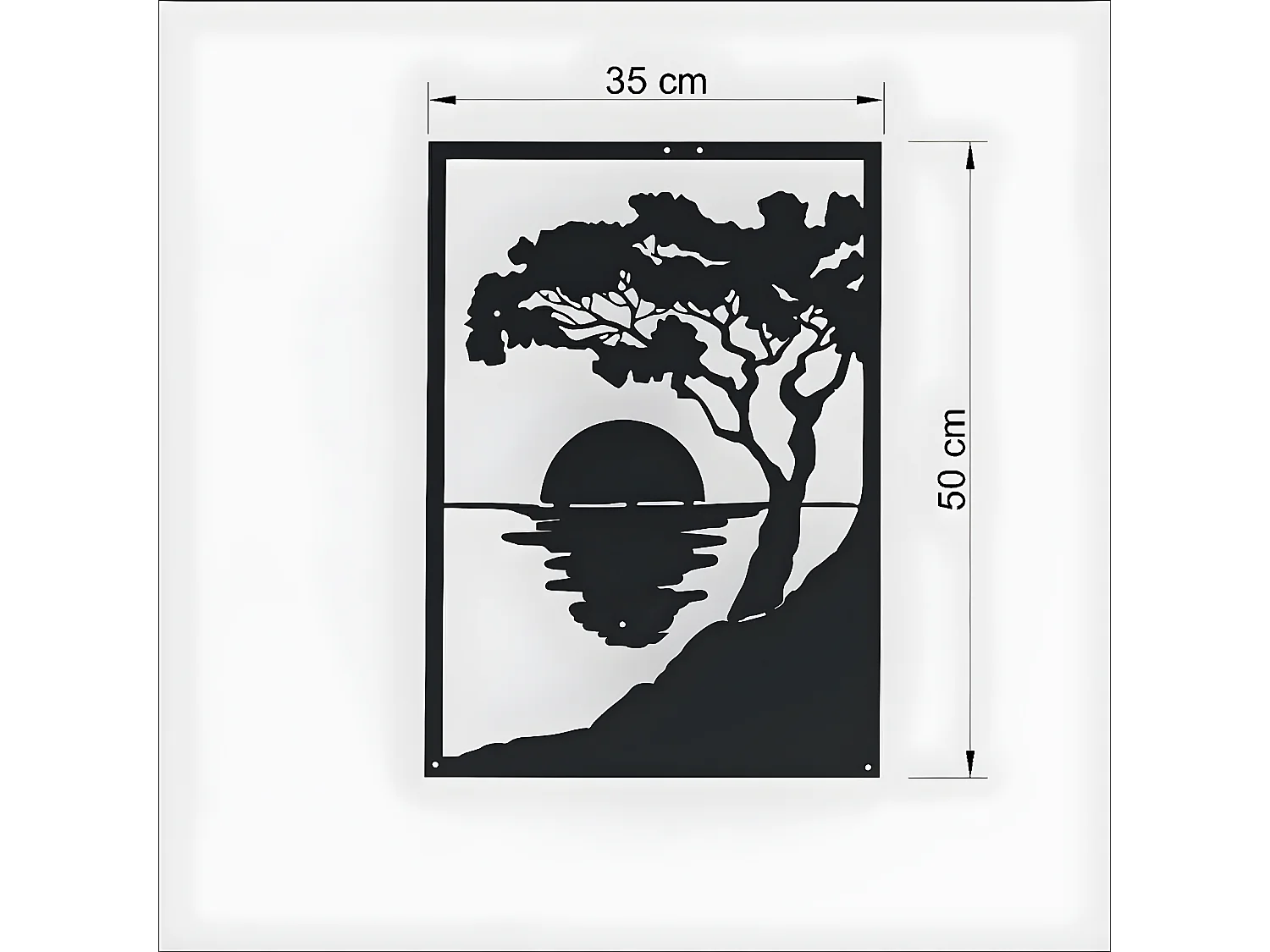 Dekoracja Metalowa Zachód słońca, Czarny, 35x1,5x50 cm, EPIKASA