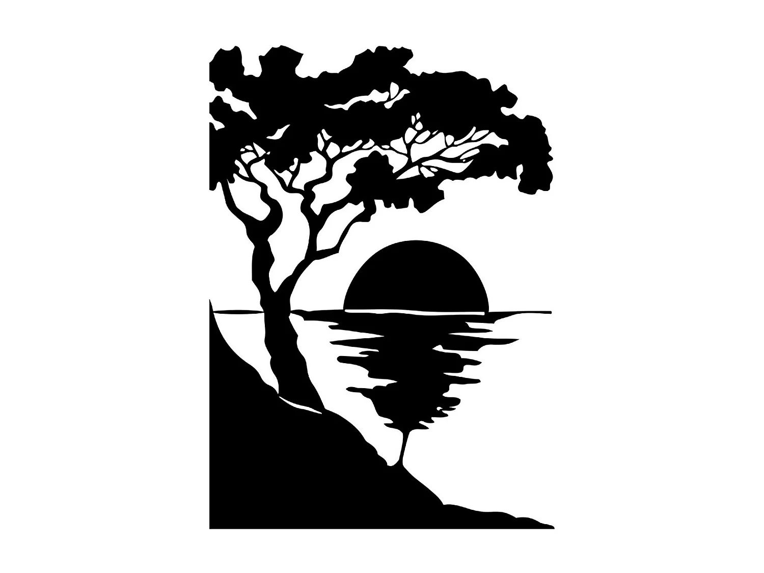 Metalen Decoratie Zonsondergang 1 - Zwart - 50x1,5x70 cm - EPIKASA