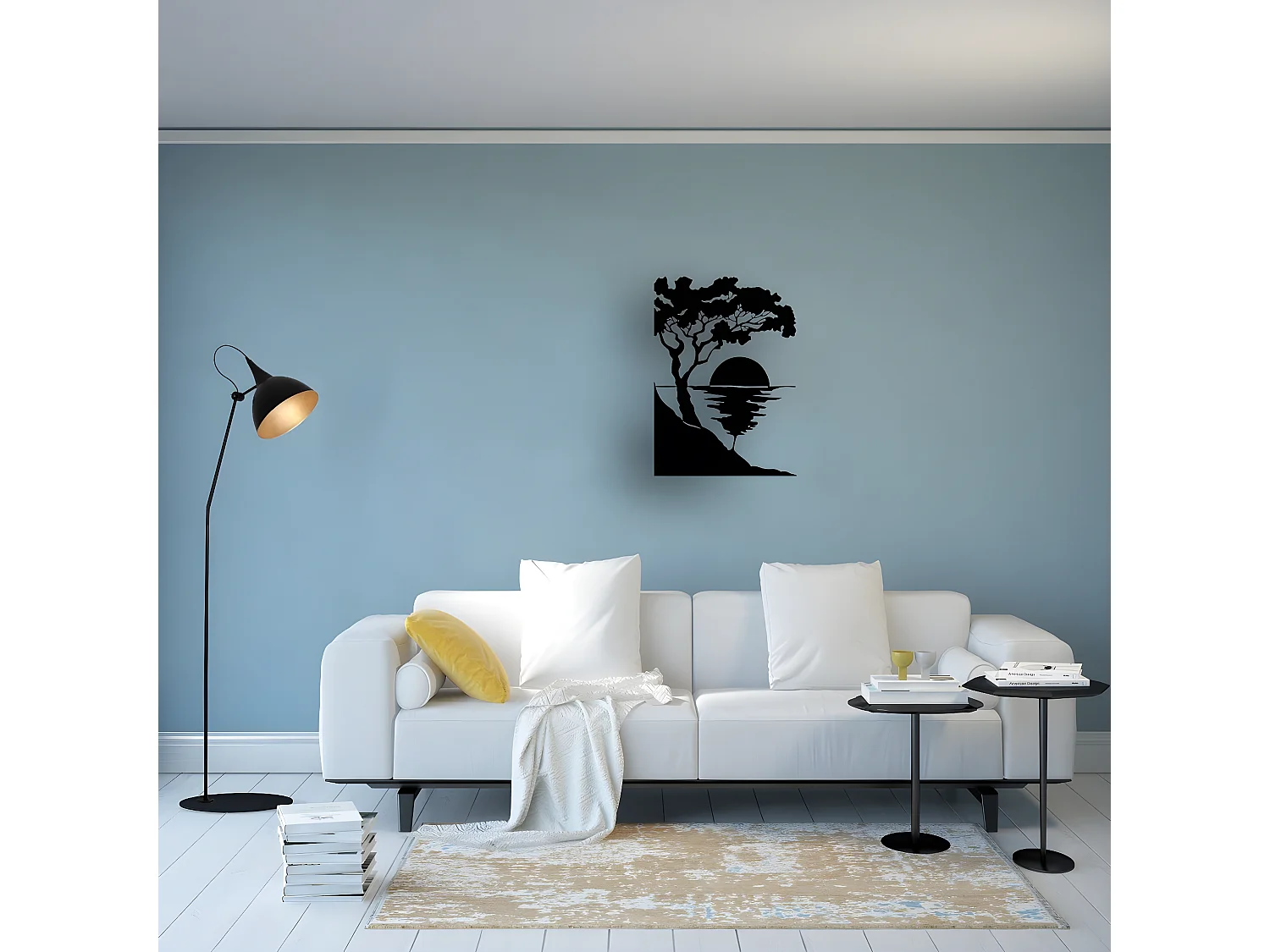 Metalen Decoratie Zonsondergang 1 - Zwart - 50x1,5x70 cm - EPIKASA