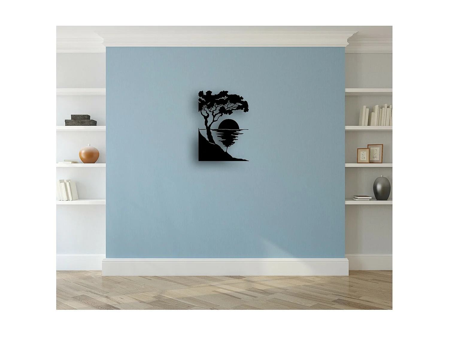 Metalen Decoratie Zonsondergang 1 - Zwart - 50x1,5x70 cm - EPIKASA