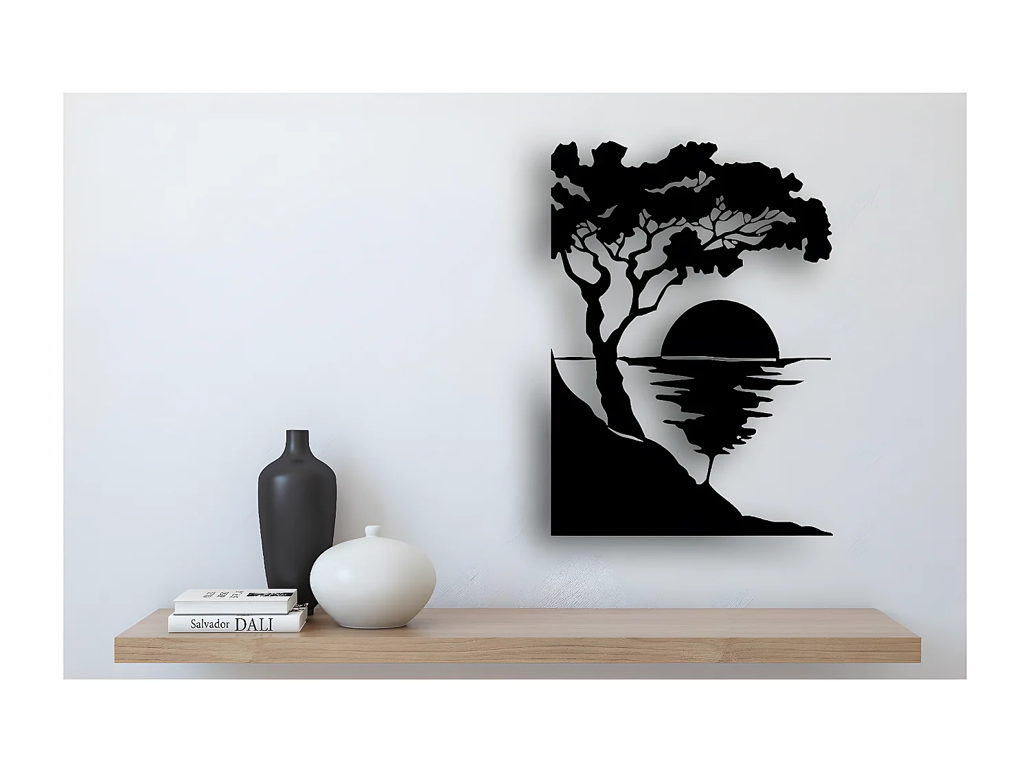 Metalen Decoratie Zonsondergang 1 - Zwart - 50x1,5x70 cm - EPIKASA