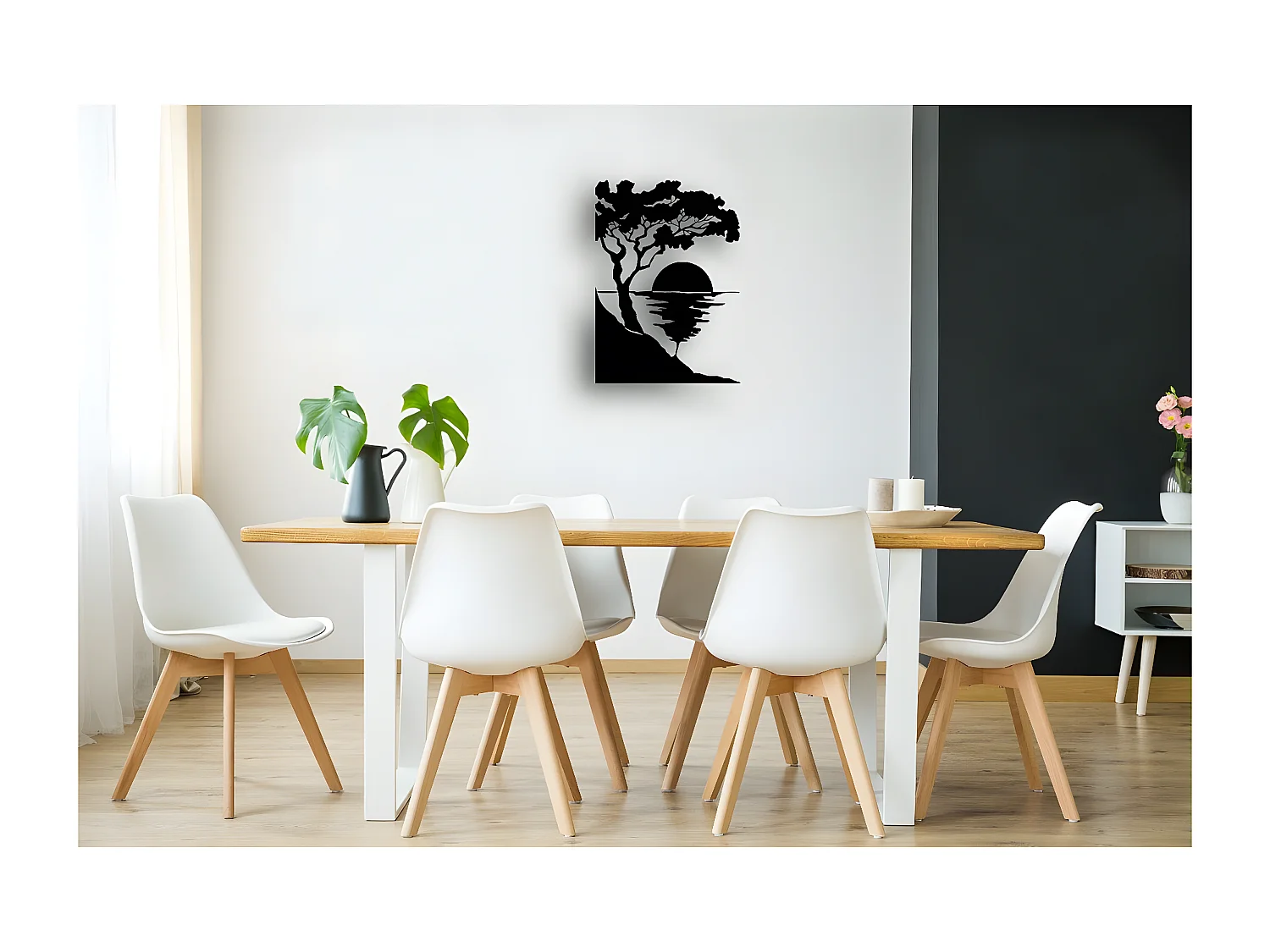 Metalen Decoratie Zonsondergang 1 - Zwart - 50x1,5x70 cm - EPIKASA