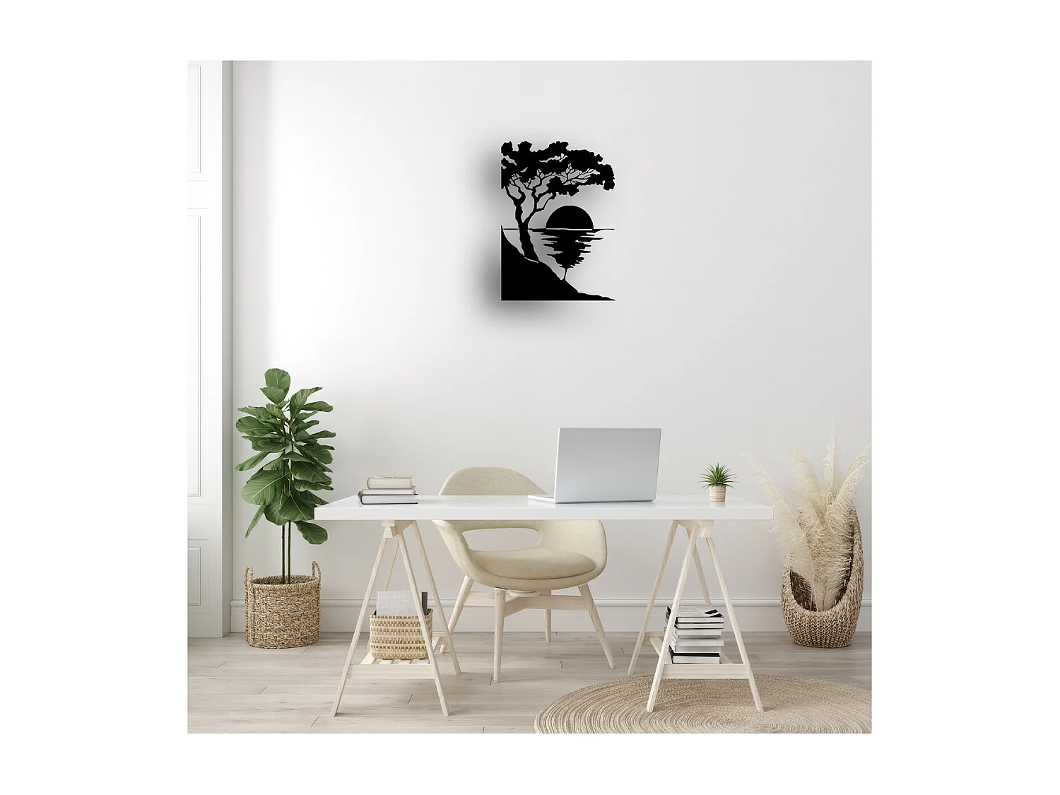 Metalen Decoratie Zonsondergang 1 - Zwart - 50x1,5x70 cm - EPIKASA