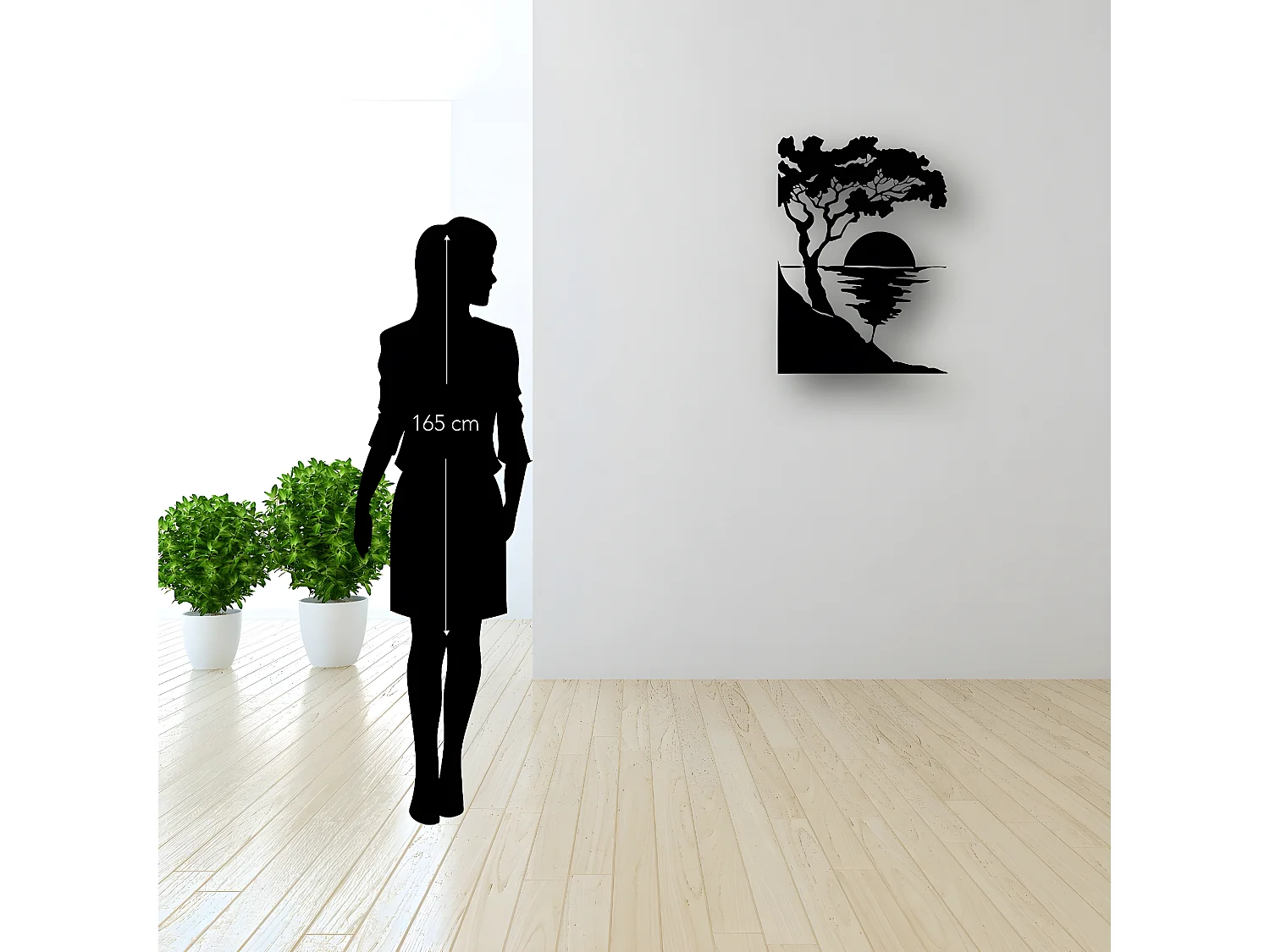 Metalen Decoratie Zonsondergang 1 - Zwart - 50x1,5x70 cm - EPIKASA