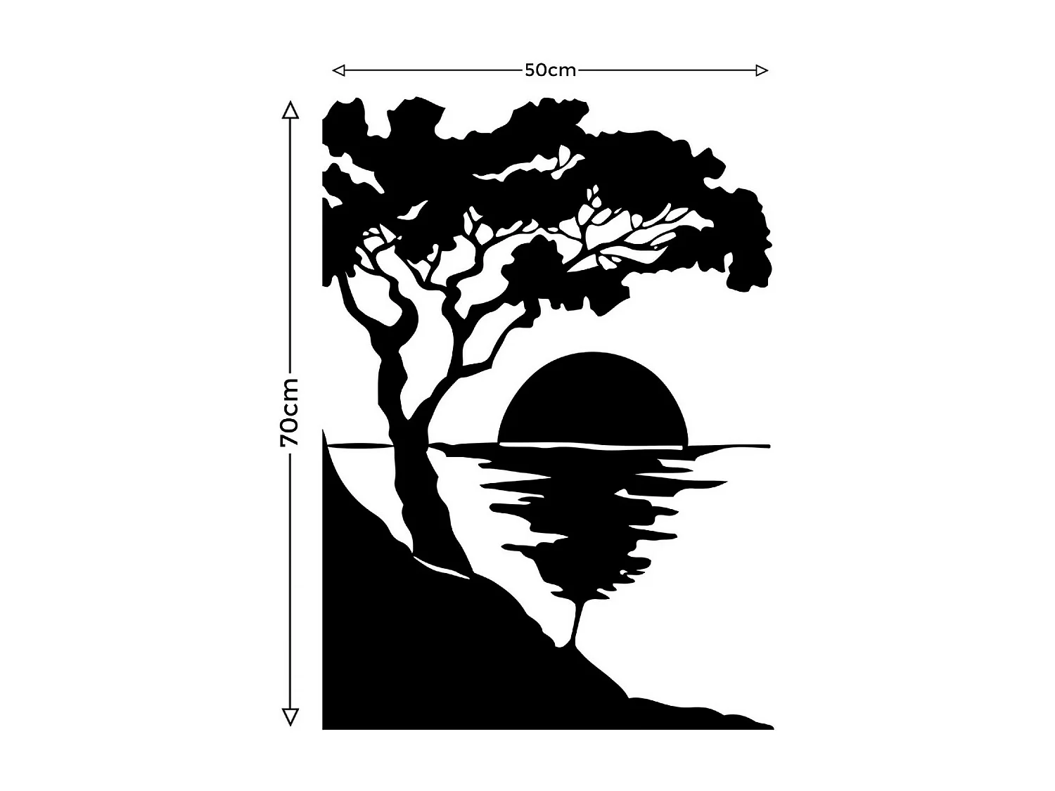 Metalen Decoratie Zonsondergang 1 - Zwart - 50x1,5x70 cm - EPIKASA